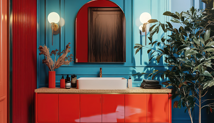Bold Colour Artistic Doors-Bathroom Door Designs