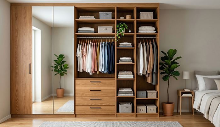 Wardrobes with Display Shelves - Smart Plywood Wardrobe Designs