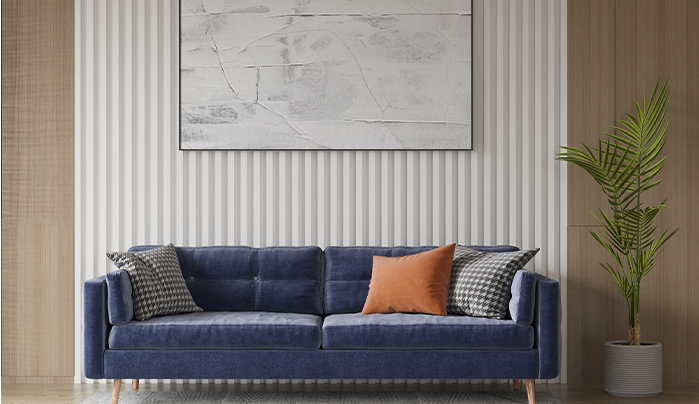 Fluted Panel Feature Wall - Drawing Room Interior Design