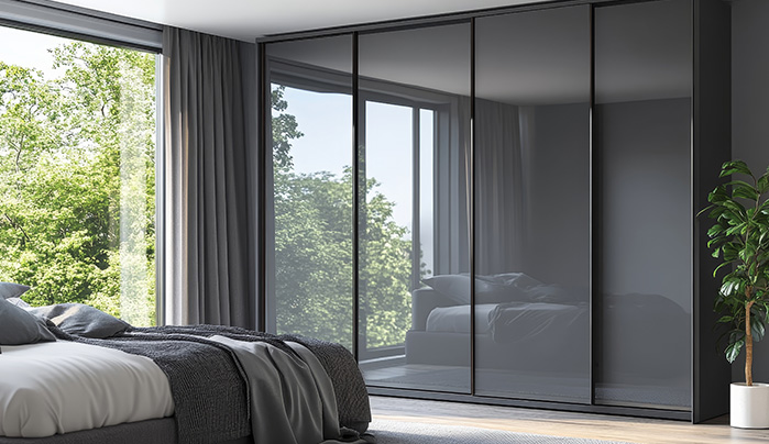 Navy Blue Solid Matt - Stylish Sliding Wardrobe