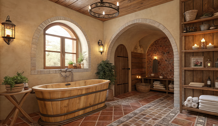 Arched Alcove Bathroom Door Design-Bathroom Door Designs