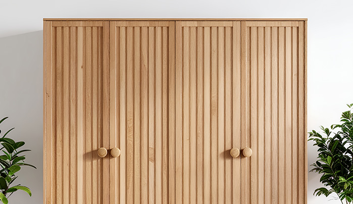 Customised Fluted Wardrobe Designs - Trending Fluted Laminate Wardrobe Design