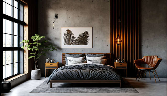 Minimal Luxe Bed Backdrop with Veneers - Bedroom Interior Design