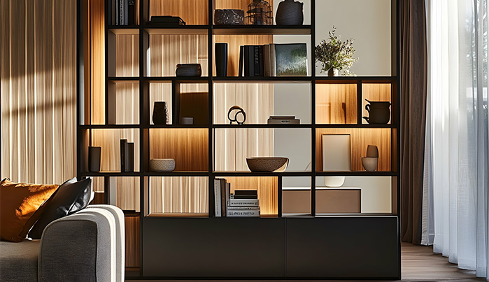 Divider With Built-in Storage- Living Room Divider Ideas