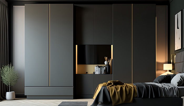 Modern Metallic Sophistication - Stylish Sunmica Designs for Wardrobe