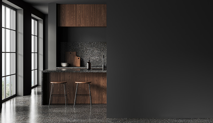 Kitchen Partition Design With Hidden Storage- Elegant Kitchen Partition Designs