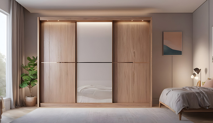 Neutral Wooden Design - Stylish Sunmica Designs for Wardrobe