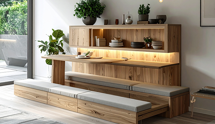 Wall-Mounted Fold-Out Table-Creative Small Dining Room Designs