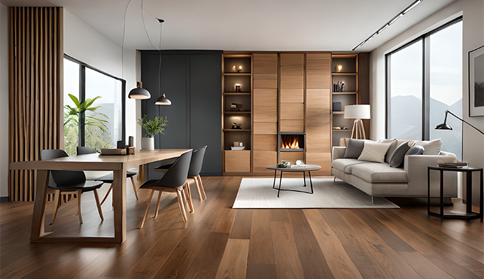 Layered Textures with Veneer Finishes - Drawing Room Interior Design