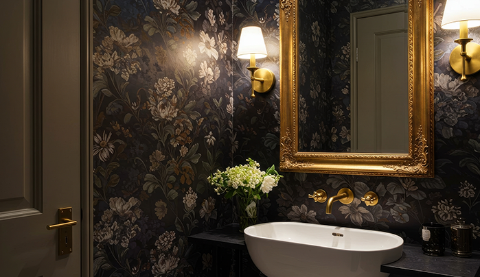 Floral Bathroom Design-Bathroom Door Designs