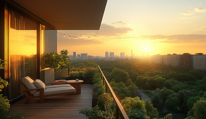 Semi-Outdoor Entry Balcony - Modern Living Room Design