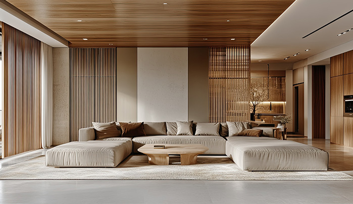 Wooden Slat Kitchen Partition Design - Elegant Kitchen Partition Designs