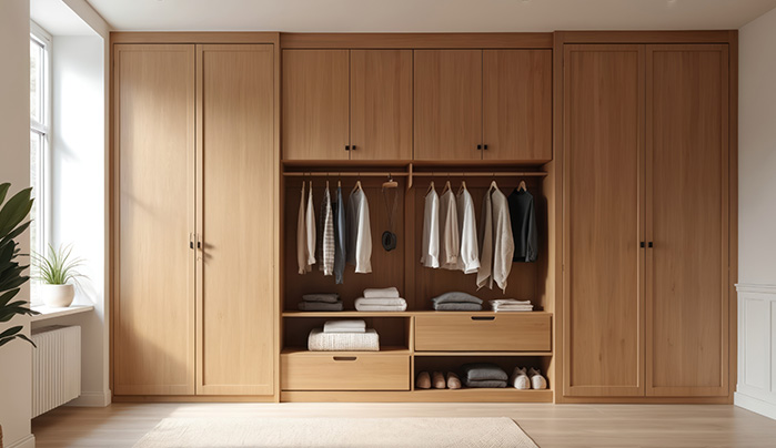 Light Oak Woodgrain Matt - Stylish Sliding Wardrobe