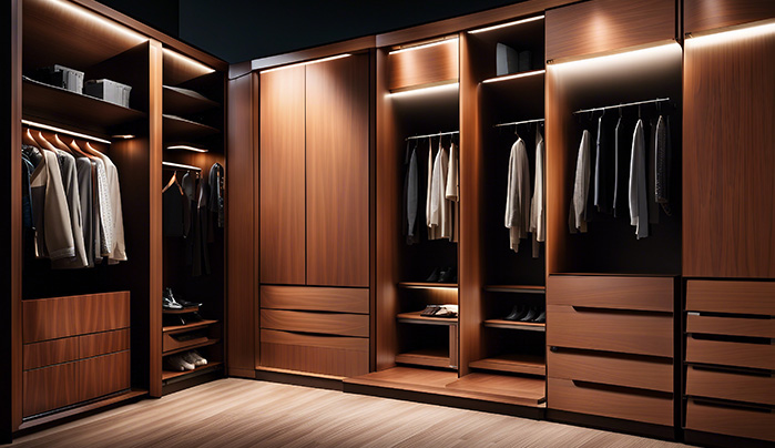 Modern wardrobe with wood veneer finish