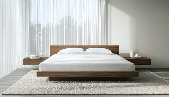 Minimal Platform Bed with Side Tables - Modern Bed Designs