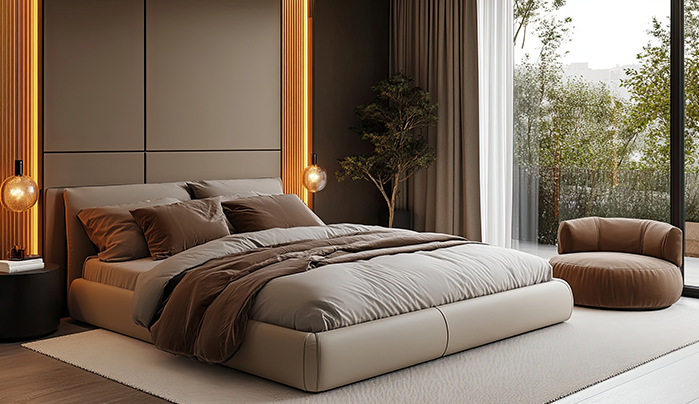 LED Backlit Headboard Bed - Modern Bed Designs