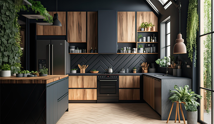 Modern high gloss laminate kitchen