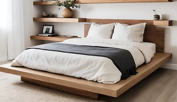 Floating Shelves for Elegance -Simple Bedroom Design Ideas