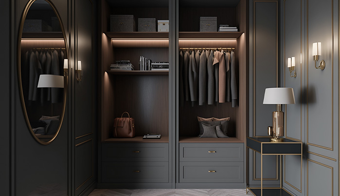 Black and Wood Classic Blend - Stylish Sunmica Designs for Wardrobe