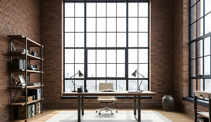 Industrial Loft-Style Office-Beautiful Home Office Designs