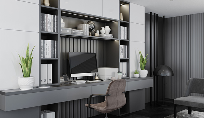 high gloss laminate desk with shelves - CenturyPly