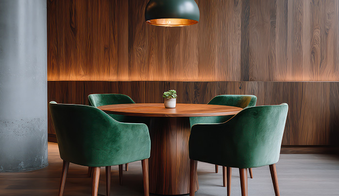 Round veneer dining table - CenturyPly
