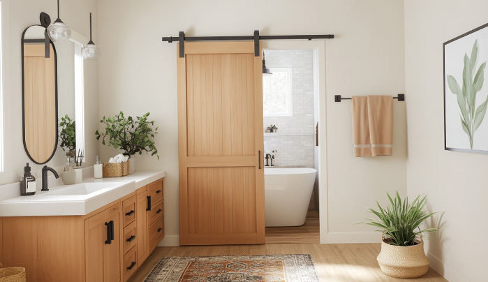 Sliding Mirror with Framed Door-Bathroom Door Designs