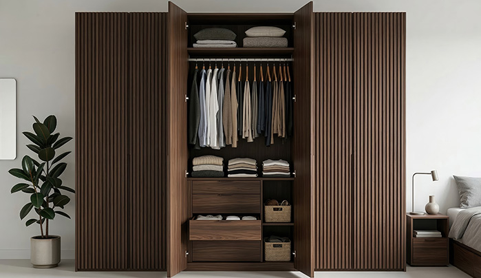 Matte Finish Fluted Laminates - Trending Fluted Laminate Wardrobe Design