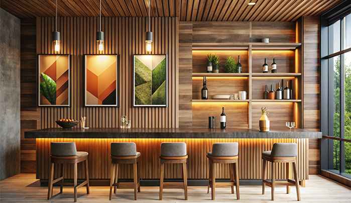 Bar Unit as Stylish Dividers- Living Room Divider Ideas