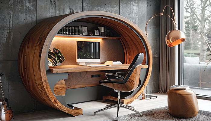 Curved Desk Wall for Focus - Study Room Design Ideas