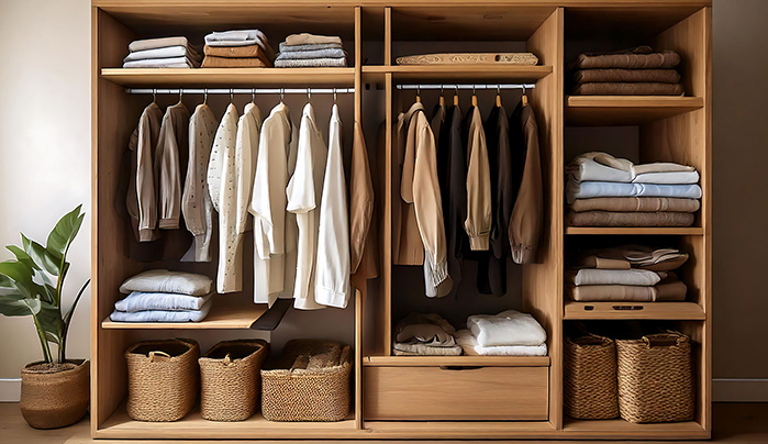 Textured Linen-Effect Laminate - Stylish Sliding Wardrobe