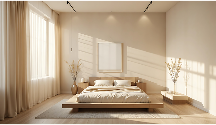 Use a Curtain to Separate Your Space -Simple Bedroom Design Ideas
