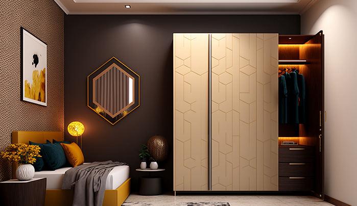Glamorous Geometric Patterned Sunmica Design - Stylish Sunmica Designs for Wardrobe