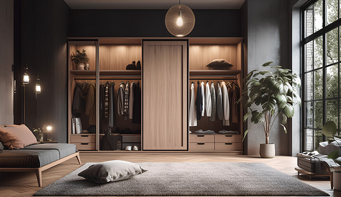 Teak Vertical Grain - Stylish Sliding Wardrobe