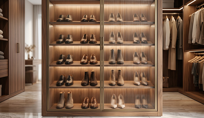 Fluted Wardrobes with Open Shelving - Trending Fluted Laminate Wardrobe Design