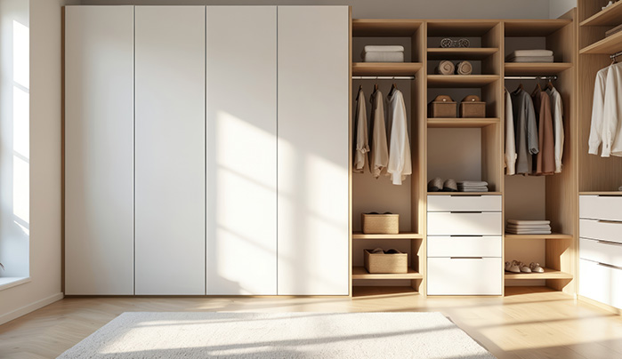Warm Beige Solid Matt - Stylish Sliding Wardrobe