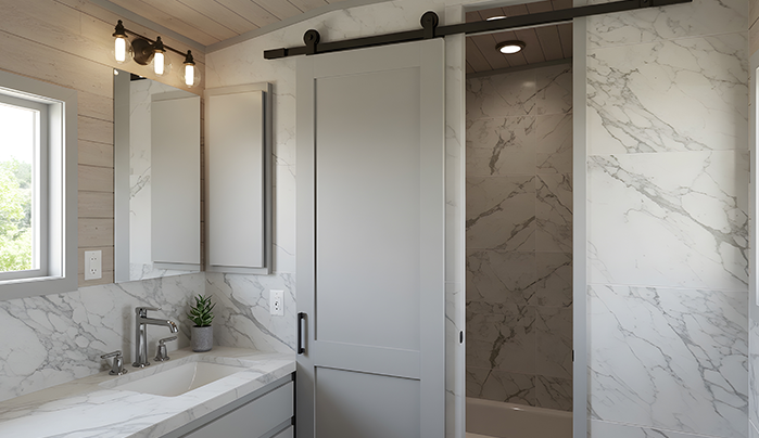 Herringbone Sliding Bathroom Door-Bathroom Door Designs