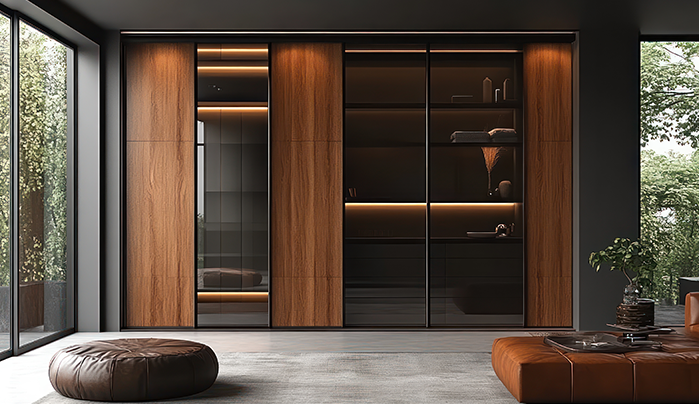 Tinted Glass Wardrobe Design for Bedroom
