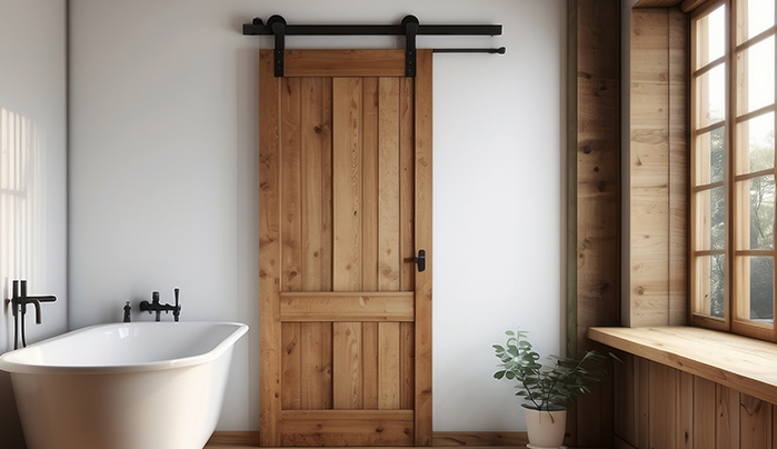 Wooden Flush Bathroom Door Design