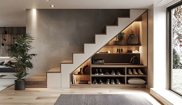 Under stair laminate storage unit