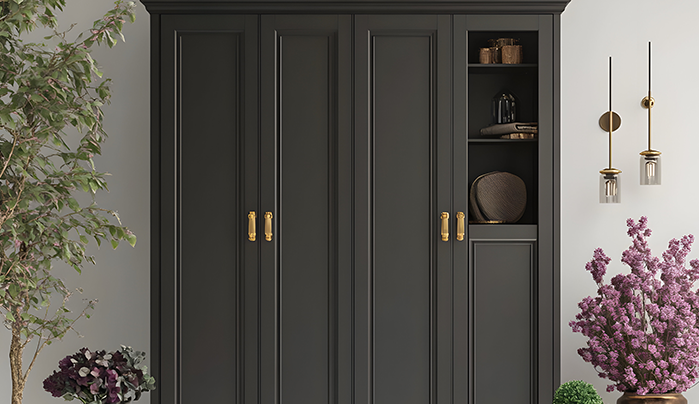 Wardrobes with Decorative Handles and Accents-Modern Corner Wardrobe Designs