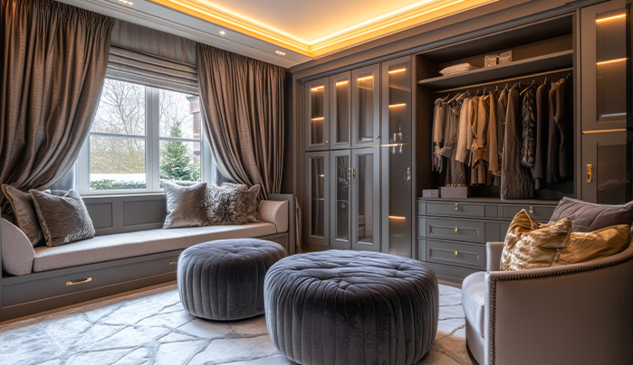 Bold Colour Pop Designs-Modern Corner Wardrobe Designs