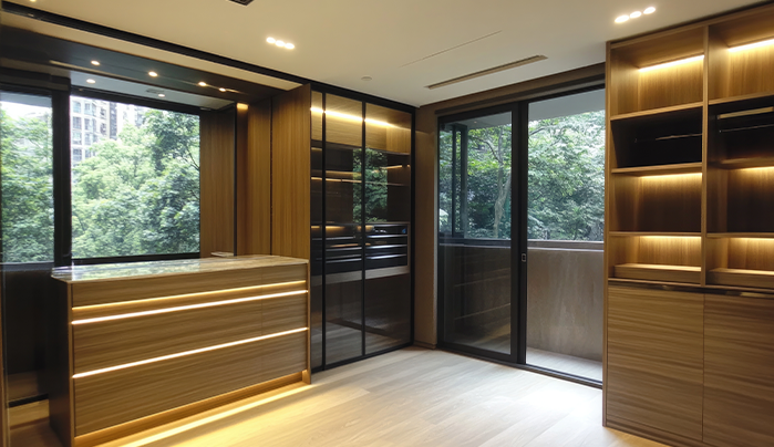 Industrial Metal-and-Wood Look-Modern Corner Wardrobe Designs