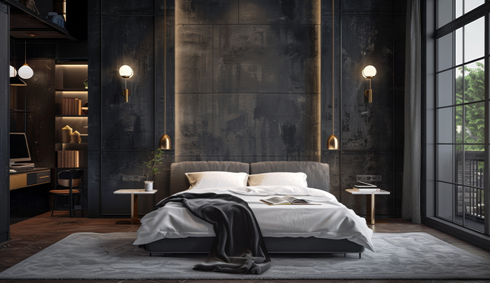 Charcoal Charm - modern Bedroom Design Ideas
