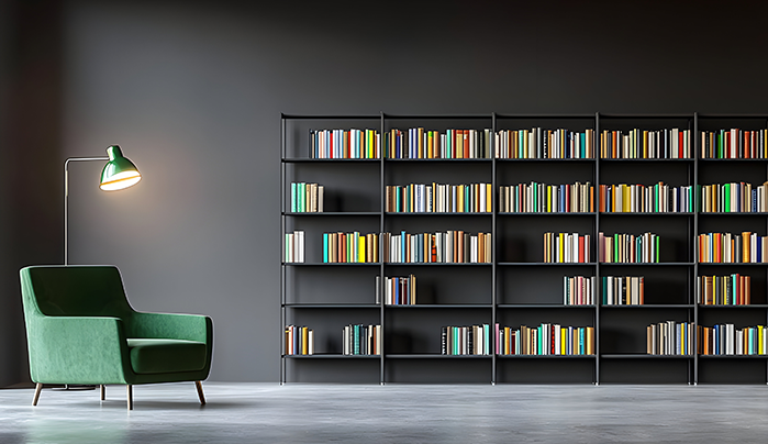 Modern Metal-and-Wood Mix - Home Library Design