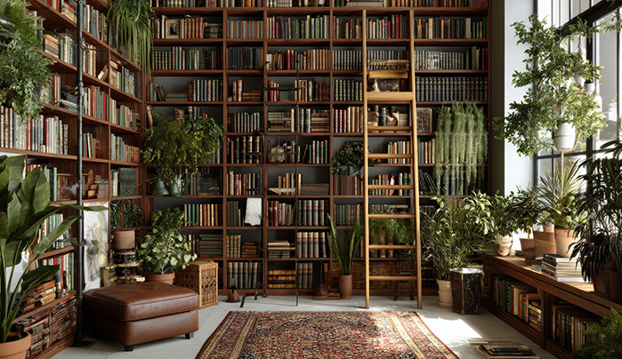 Ceiling-High Shelves - Home Library Designs