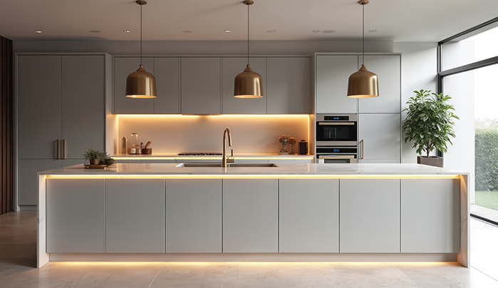 All-White Island with Textural Depth - Kitchen Island Design Ideas