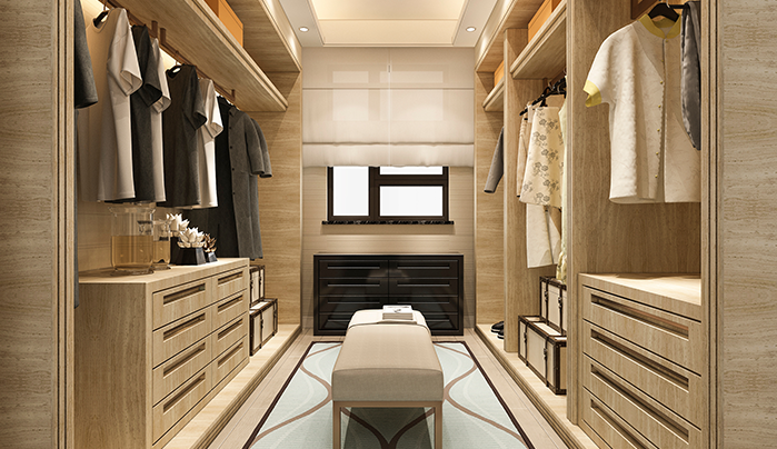 Built-In Dressing Table Fluted Wardrobe - Laminate Wardrobe Design