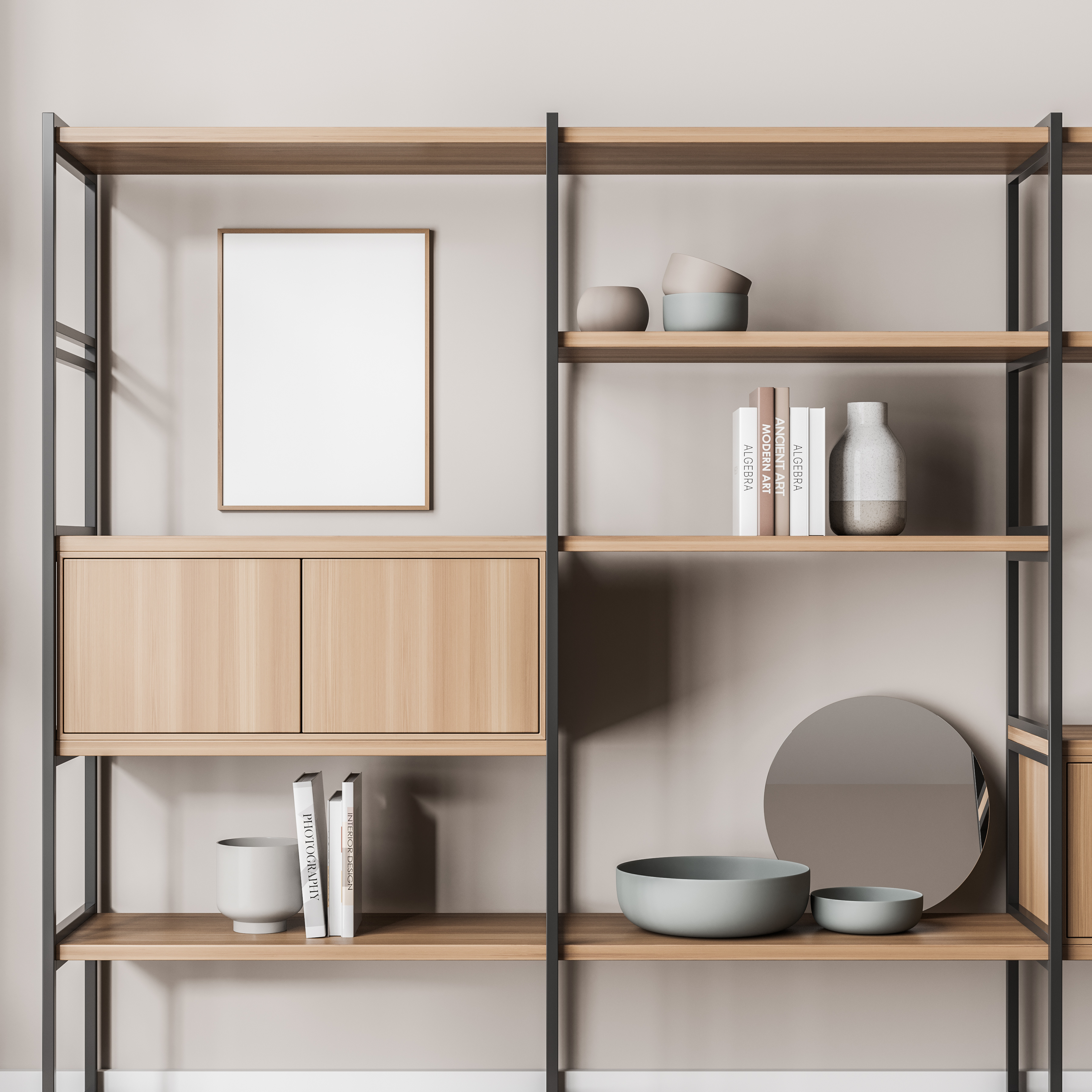 Free Standing Shelves as Dividers- Living Room Divider Ideas