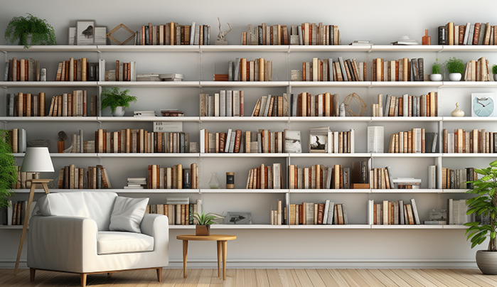 Minimalist Floating Shelves - Home Library Designs